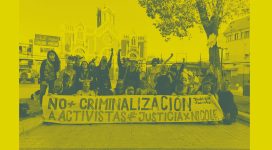 Desbloque Suversivo en Plaza de Quillota con cartel que dice "No más criminalización a activistas de Justicia por Nicole", diciembre de 2020.